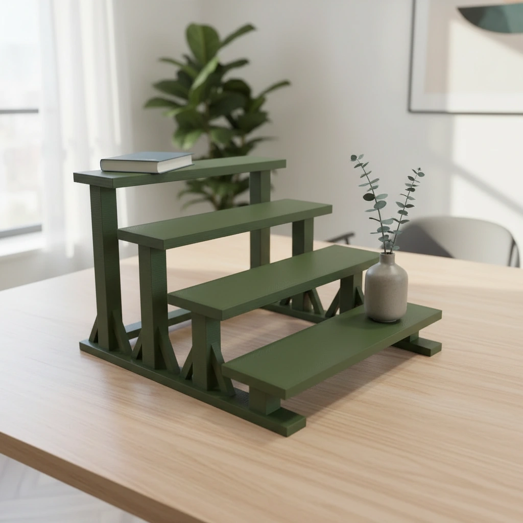 Mini Raft de Expunere Compact cu 4 Nivele - Olive green compozit mat, imprimare 3D Vibecraft
