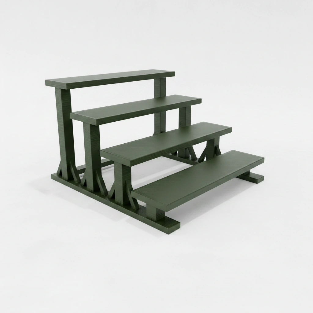 Mini Raft de Expunere Compact cu 4 Nivele - Olive green compozit mat, imprimare 3D Vibecraft