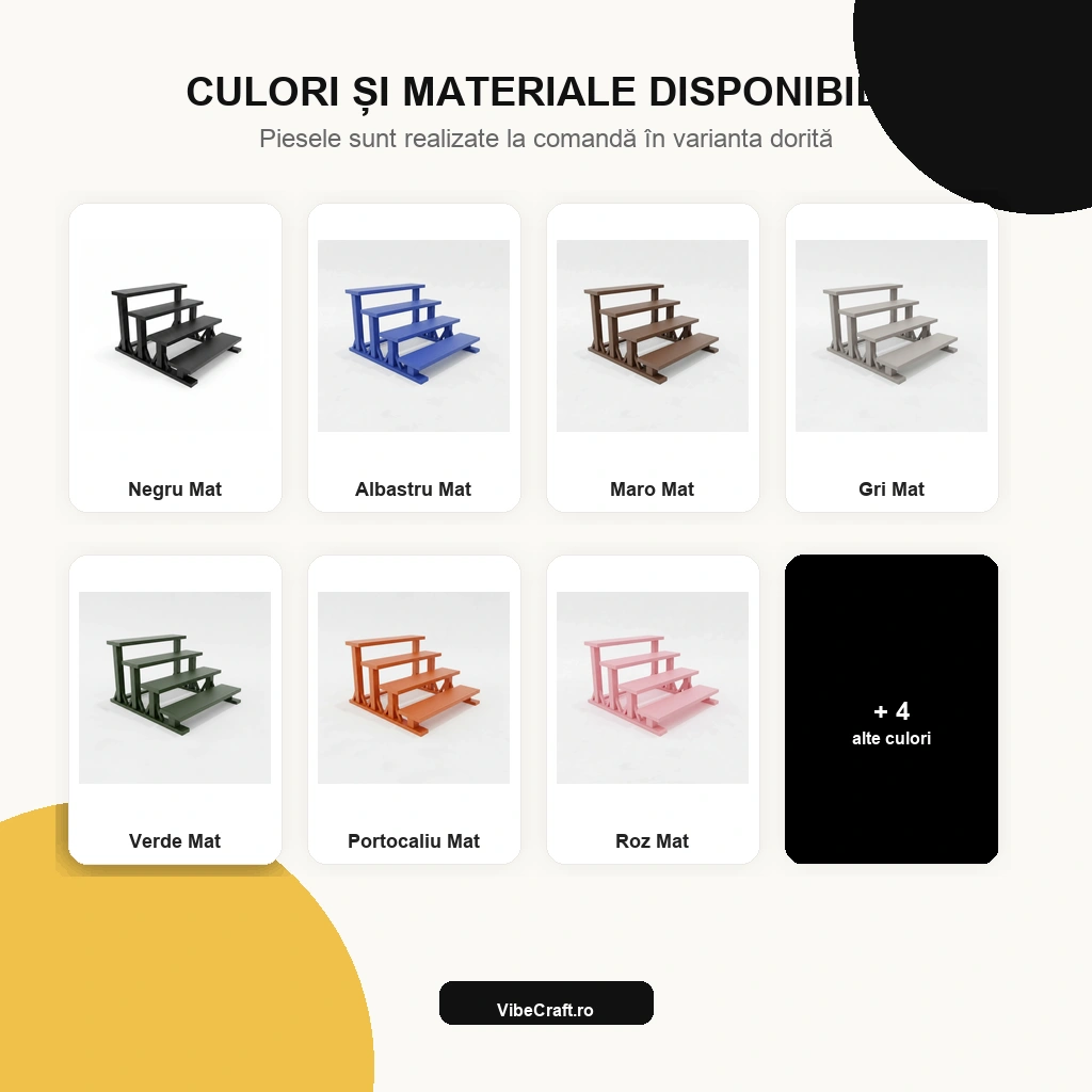 Mini Raft de Expunere Compact cu 4 Nivele - paleta de culori disponibile, produs imprimat 3D Vibecraft