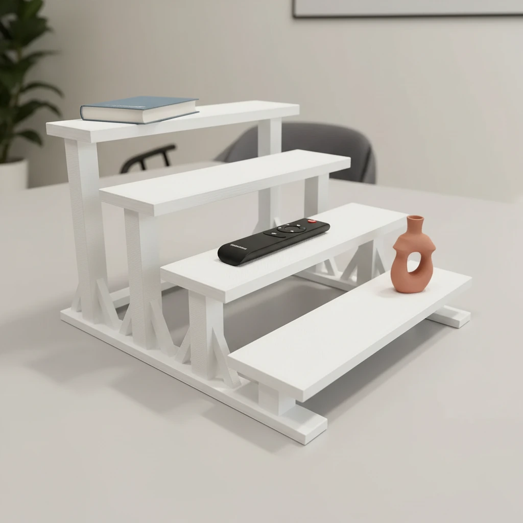 Mini Raft de Expunere Compact cu 4 Nivele - culoare Alb, produs imprimat 3D Vibecraft