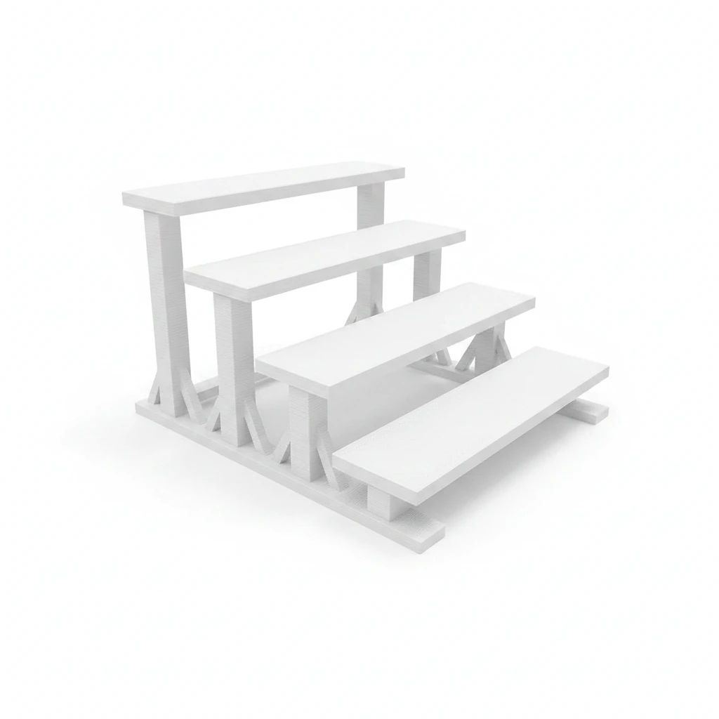 Mini Raft de Expunere Compact cu 4 Nivele - culoare Alb, produs imprimat 3D Vibecraft