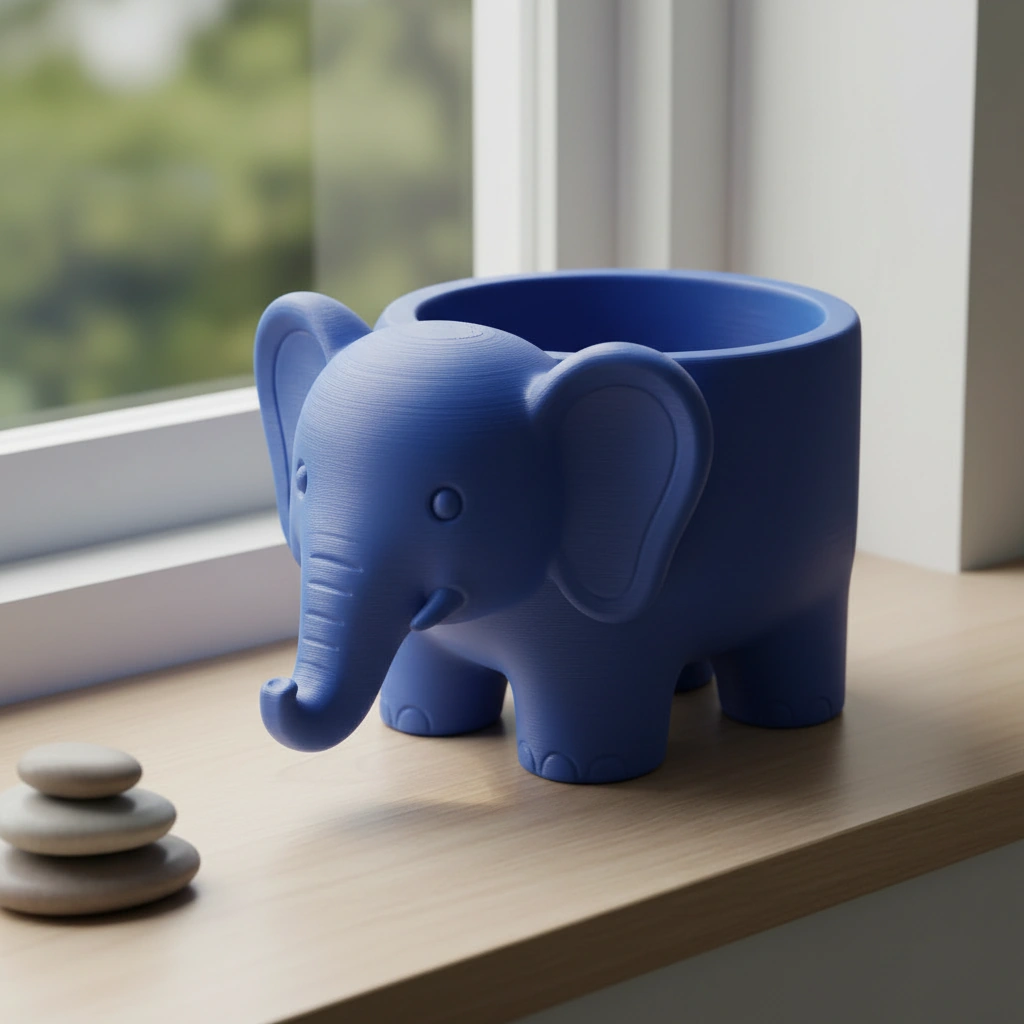 Ghiveci Decorativ Elefant Imprimat 3D pentru Plante - culoare Albastru, imprimare 3D Vibecraft