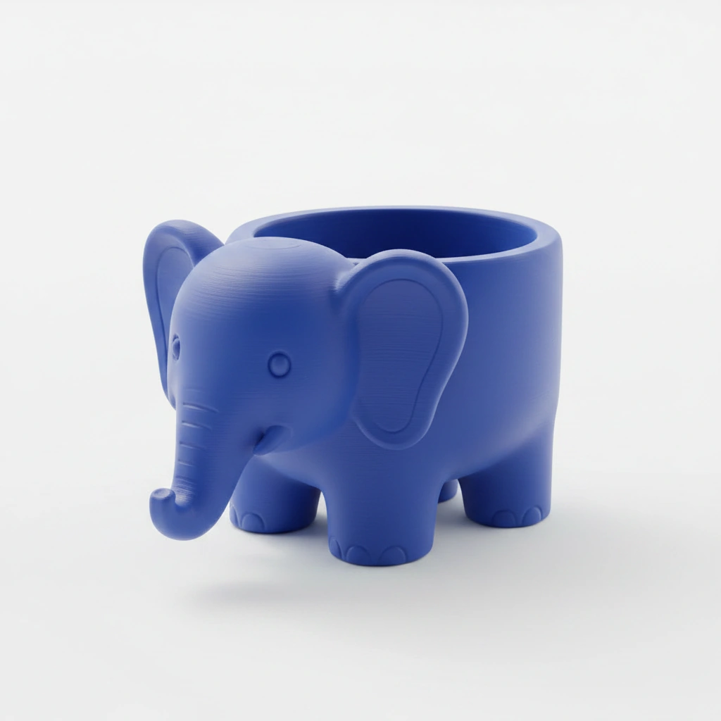 Ghiveci Decorativ Elefant Imprimat 3D pentru Plante - culoare Albastru, imprimare 3D Vibecraft