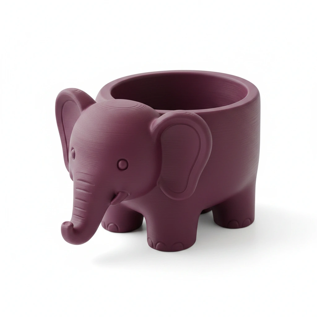 Ghiveci Decorativ Elefant Imprimat 3D pentru Plante - Purple red compozit mat, imprimare 3D Vibecraft