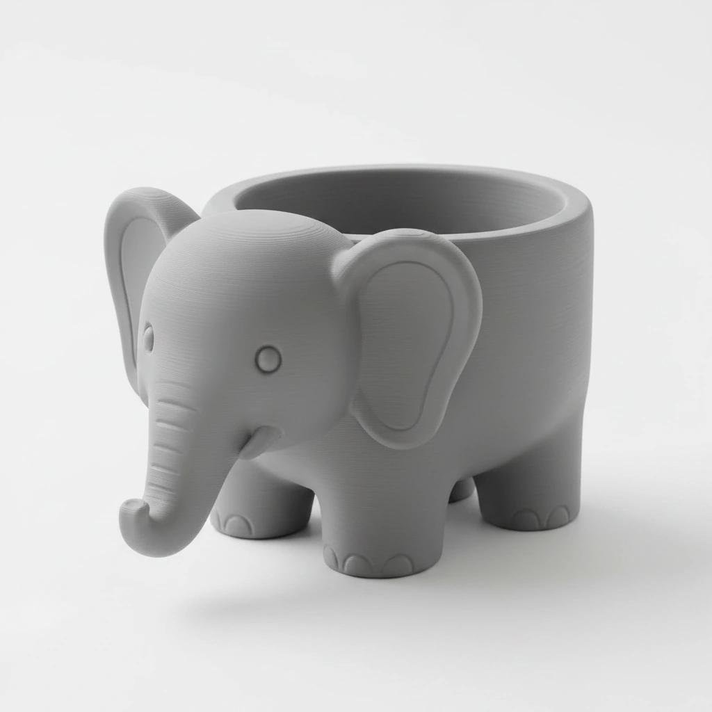 Ghiveci Decorativ Elefant Imprimat 3D pentru Plante - culoare Gri, imprimare 3D Vibecraft