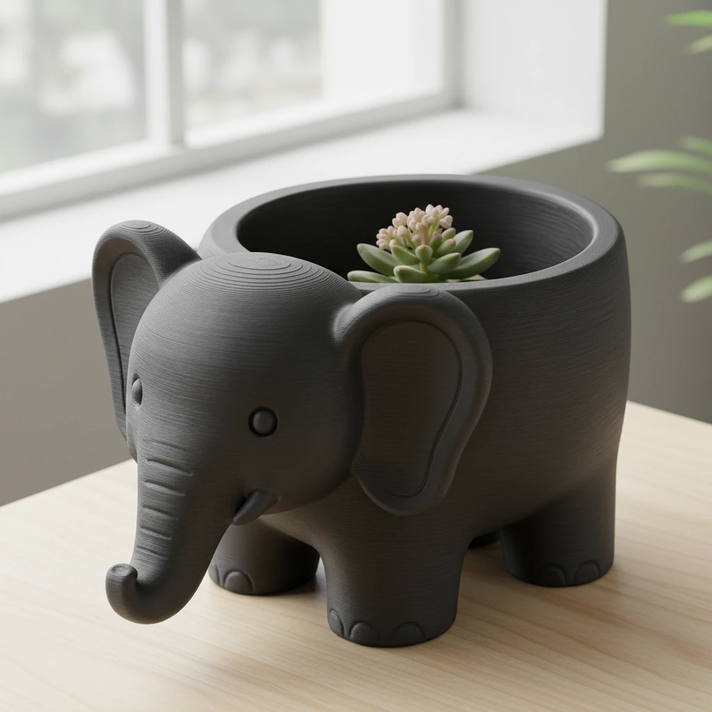 Ghiveci Decorativ Elefant Imprimat 3D pentru Plante - variante de culoare, produs imprimat 3D Vibecraft
