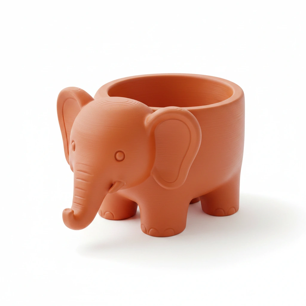 Ghiveci Decorativ Elefant Imprimat 3D pentru Plante - culoare Portocaliu, imprimare 3D Vibecraft