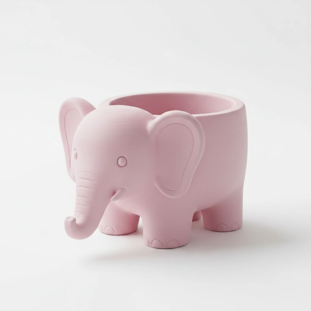 Ghiveci Decorativ Elefant Imprimat 3D pentru Plante - culoare Roz, imprimare 3D Vibecraft
