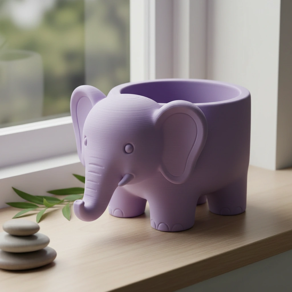 Ghiveci Decorativ Elefant Imprimat 3D pentru Plante - culoare Mov, imprimare 3D Vibecraft