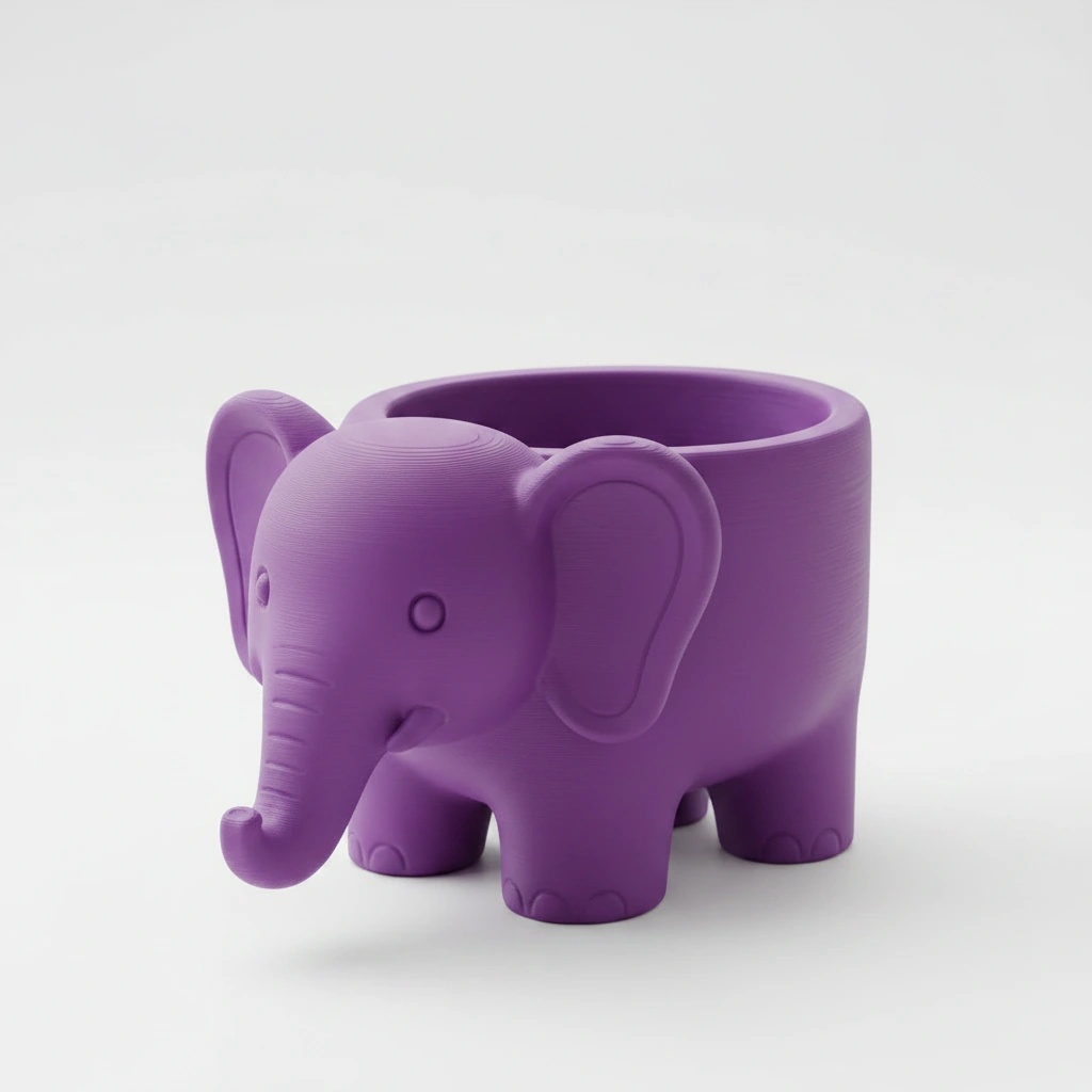 Ghiveci Decorativ Elefant Imprimat 3D pentru Plante - culoare Mov, imprimare 3D Vibecraft