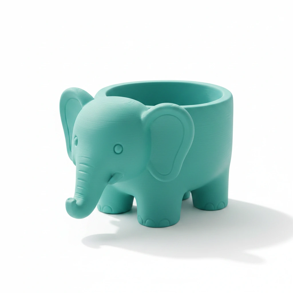 Ghiveci Decorativ Elefant Imprimat 3D pentru Plante - culoare Albastru verzui, imprimare 3D Vibecraft
