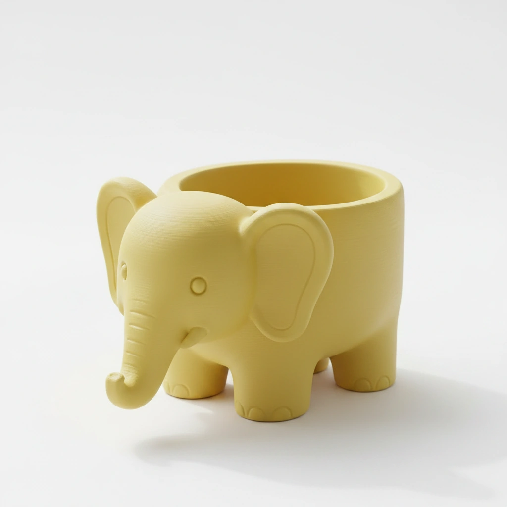 Ghiveci Decorativ Elefant Imprimat 3D pentru Plante - culoare Galben, imprimare 3D Vibecraft