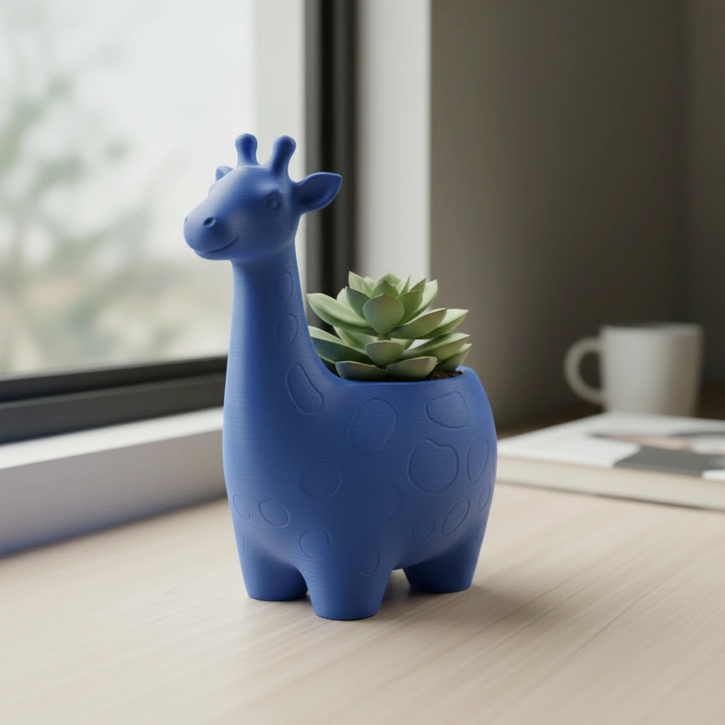 Ghiveci Decorativ Imprimat 3D cu Design Girafa pentru Plante Mici - culoare Albastru, imprimare 3D Vibecraft