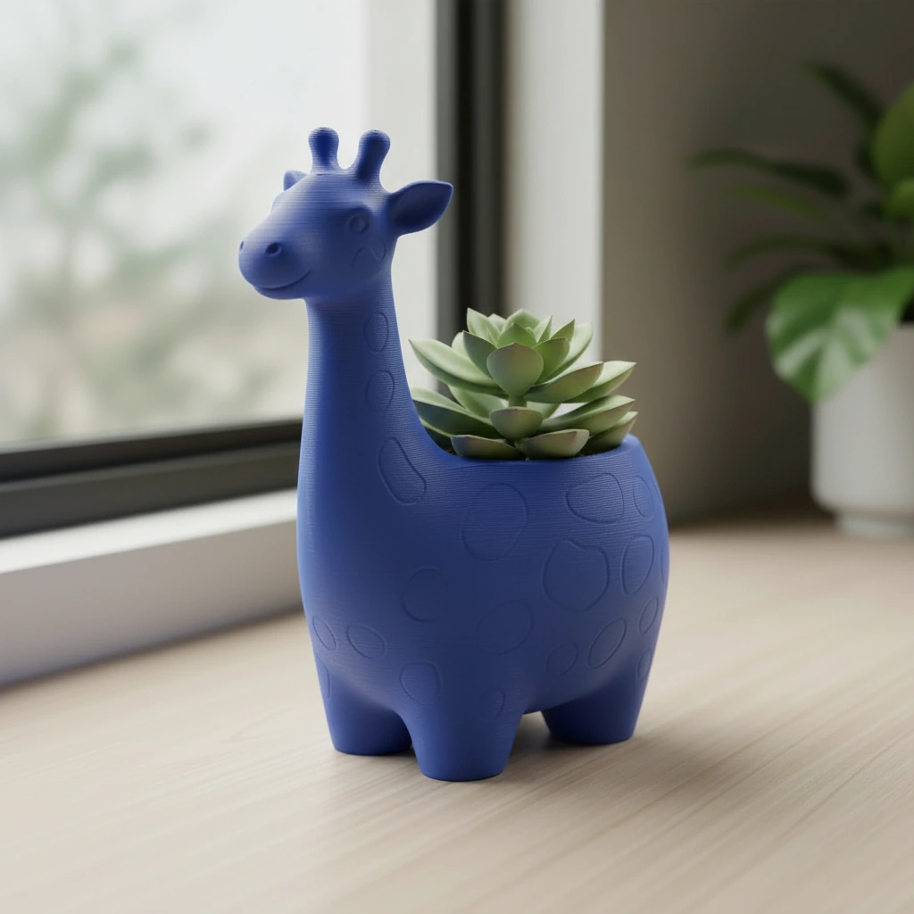 Ghiveci Decorativ Imprimat 3D cu Design Girafa pentru Plante Mici - culoare Albastru, imprimare 3D Vibecraft