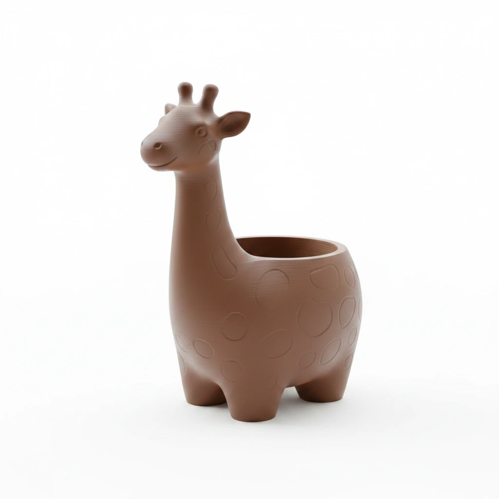 Ghiveci Decorativ Imprimat 3D cu Design Girafa pentru Plante Mici - culoare Maro, imprimare 3D Vibecraft