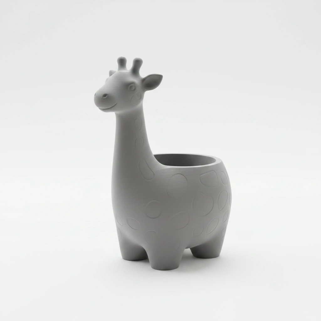 Ghiveci Decorativ Imprimat 3D cu Design Girafa pentru Plante Mici - culoare Gri, imprimare 3D Vibecraft
