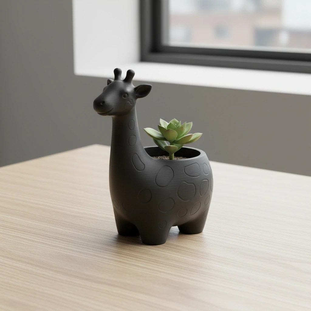 Ghiveci Decorativ Imprimat 3D cu Design Girafa pentru Plante Mici - variante de culoare, produs imprimat 3D Vibecraft