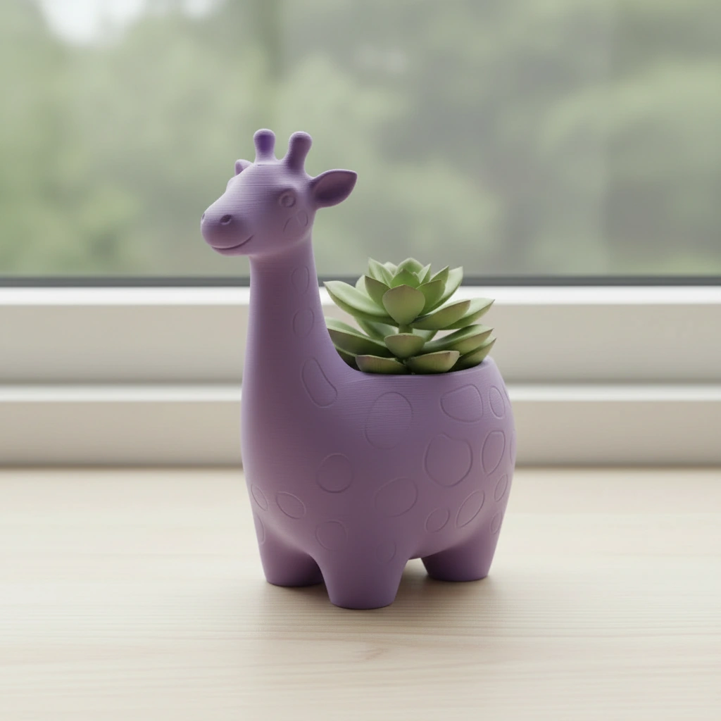 Ghiveci Decorativ Imprimat 3D cu Design Girafa pentru Plante Mici - culoare Mov, imprimare 3D Vibecraft