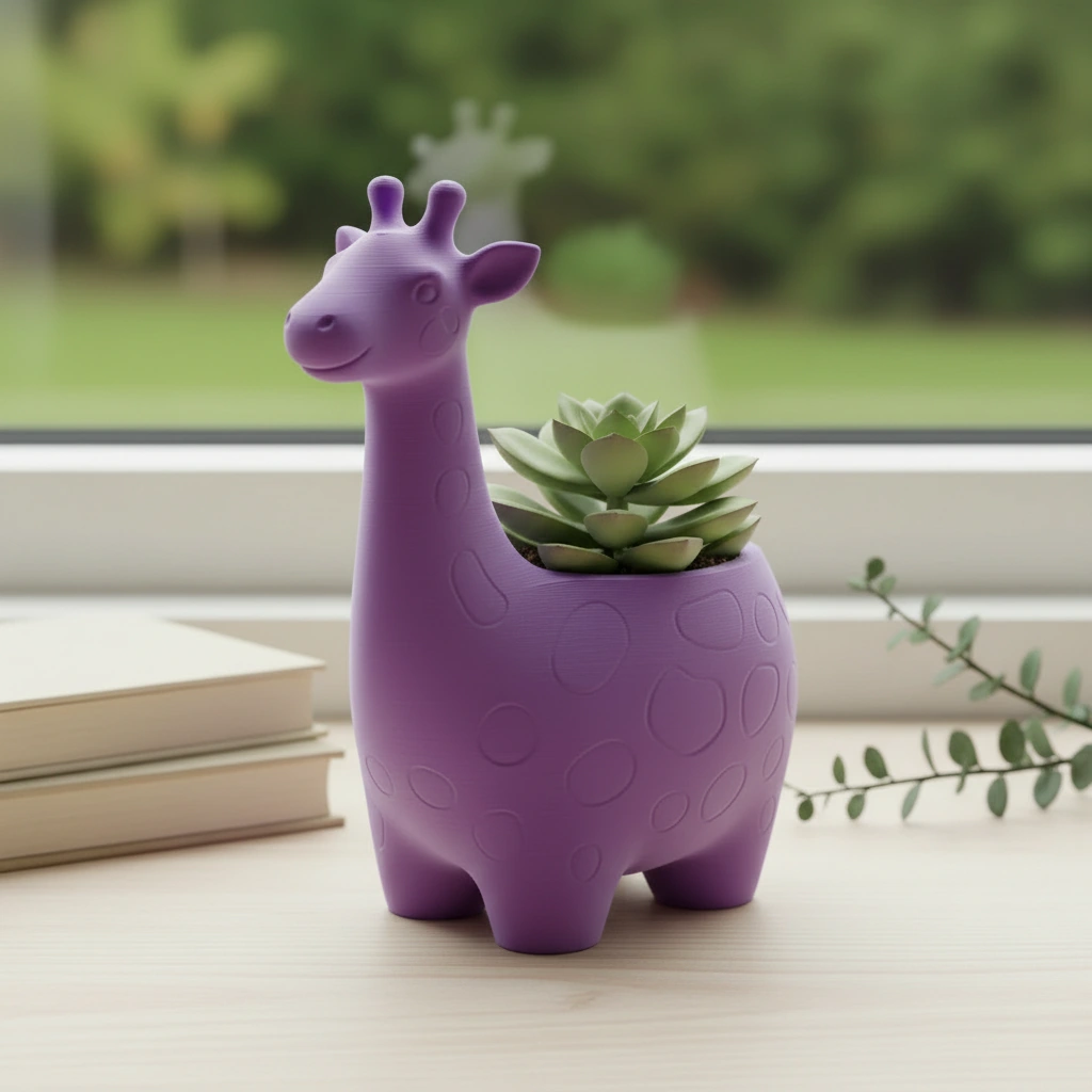 Ghiveci Decorativ Imprimat 3D cu Design Girafa pentru Plante Mici - culoare Mov, imprimare 3D Vibecraft