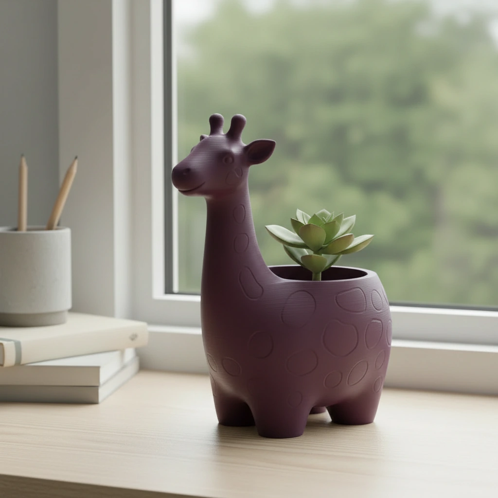 Ghiveci Decorativ Imprimat 3D cu Design Girafa pentru Plante Mici - culoare Roșu, imprimare 3D Vibecraft