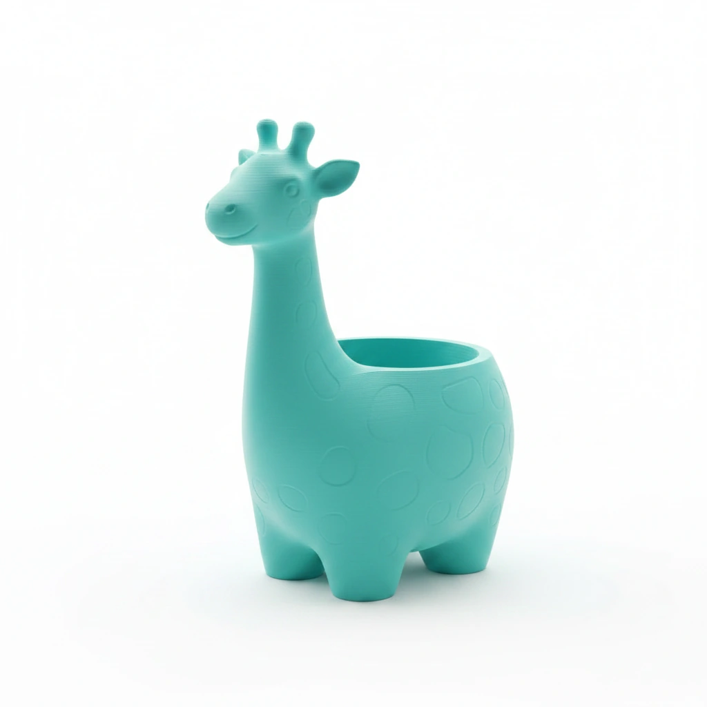 Ghiveci Decorativ Imprimat 3D cu Design Girafa pentru Plante Mici - culoare Albastru verzui, imprimare 3D Vibecraft
