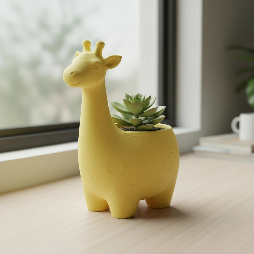 Ghiveci Decorativ Imprimat 3D cu Design Girafa pentru Plante Mici - culoare Galben, imprimare 3D Vibecraft