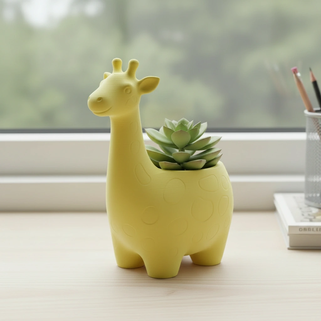 Ghiveci Decorativ Imprimat 3D cu Design Girafa pentru Plante Mici - culoare Galben, imprimare 3D Vibecraft