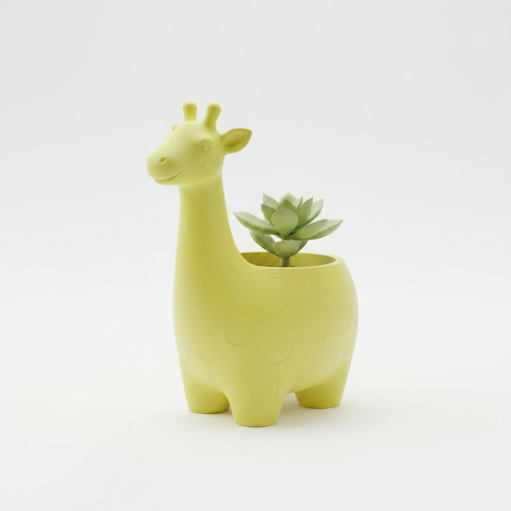 Ghiveci Decorativ Imprimat 3D cu Design Girafa pentru Plante Mici - culoare Galben, imprimare 3D Vibecraft