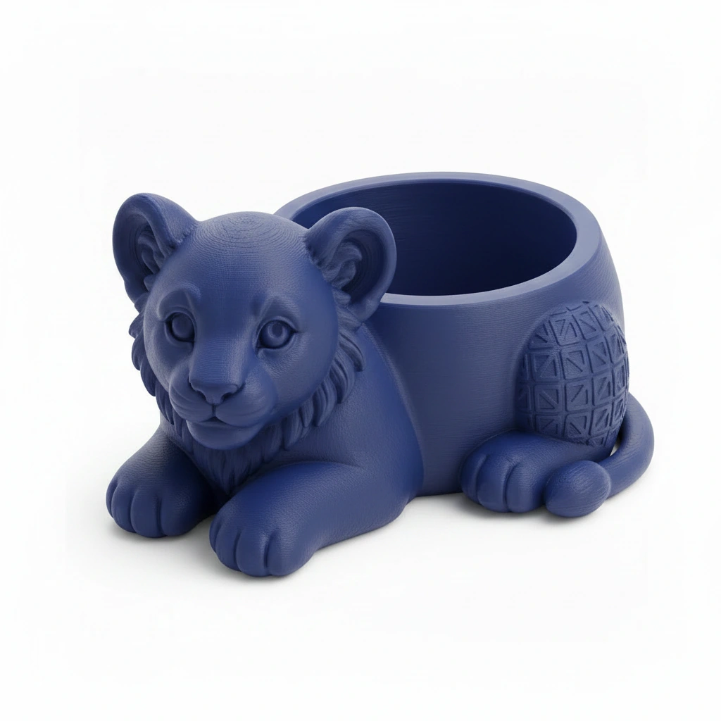 Ghiveci Decorativ Suport Plante Animalut Pui de Leu Imprimat 3D - culoare Albastru, imprimare 3D Vibecraft