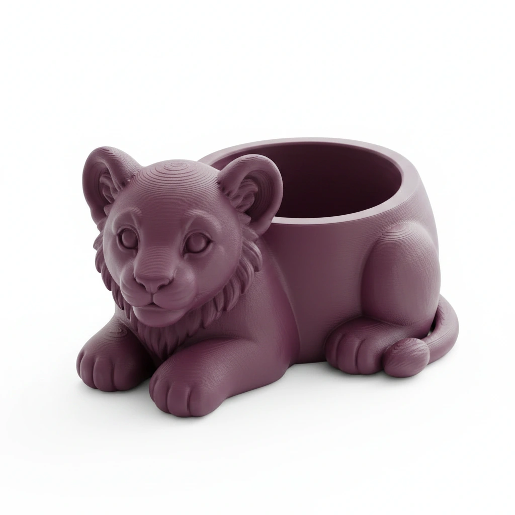 Ghiveci Decorativ Suport Plante Animalut Pui de Leu Imprimat 3D - culoare Roșu, imprimare 3D Vibecraft