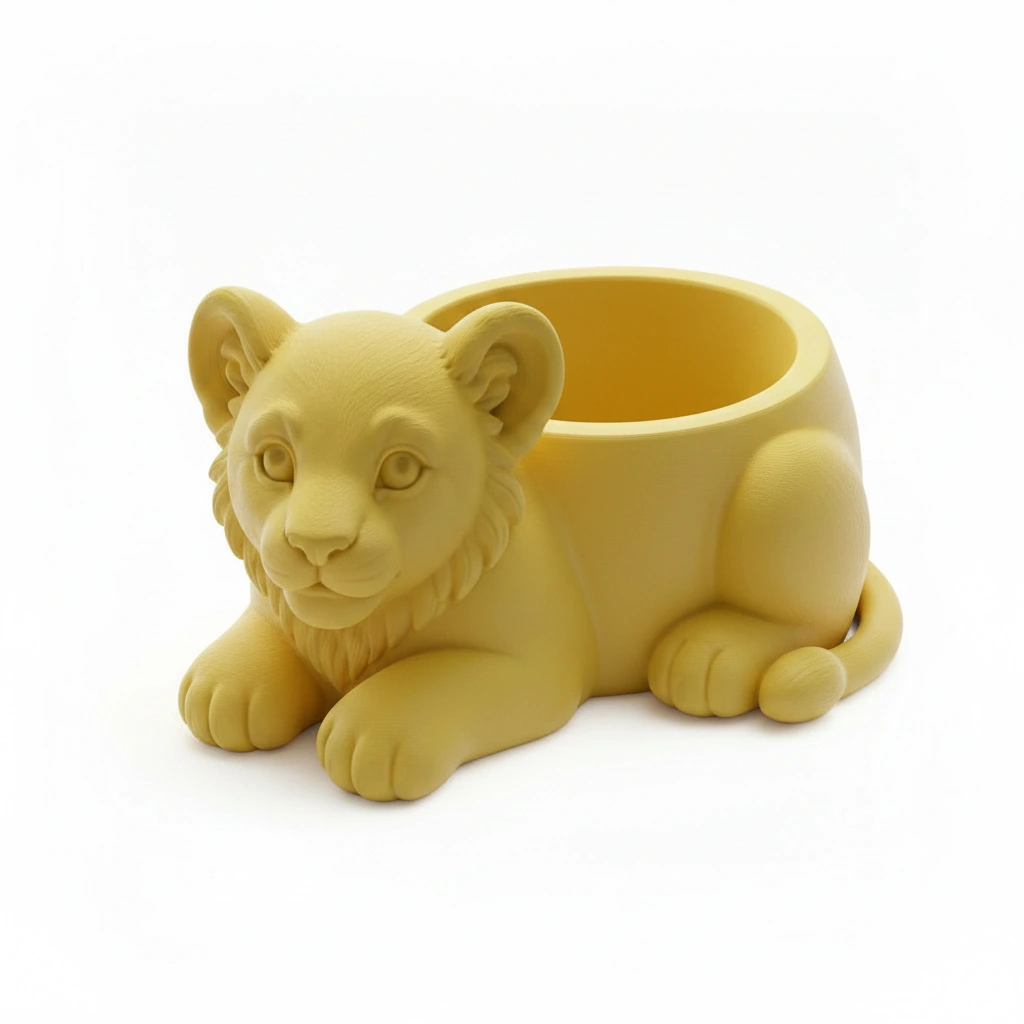 Ghiveci Decorativ Suport Plante Animalut Pui de Leu Imprimat 3D - culoare Galben, imprimare 3D Vibecraft