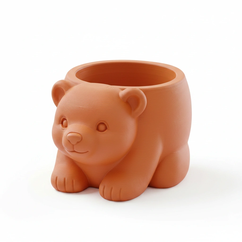 Ghiveci Decorativ Imprimat 3D în Formă de Pui de Urs - Suport Plante Original - culoare Portocaliu, imprimare 3D Vibecraft