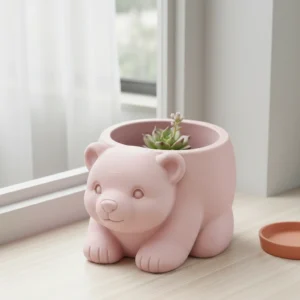 Ghiveci Decorativ Imprimat 3D în Formă de Pui de Urs - Suport Plante Original - culoare Roz, imprimare 3D Vibecraft