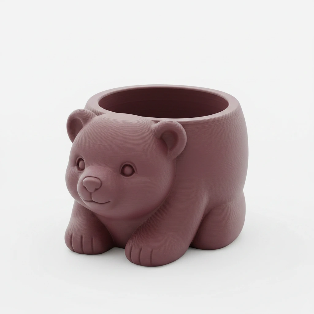 Ghiveci Decorativ Imprimat 3D în Formă de Pui de Urs - Suport Plante Original - culoare Roșu, imprimare 3D Vibecraft