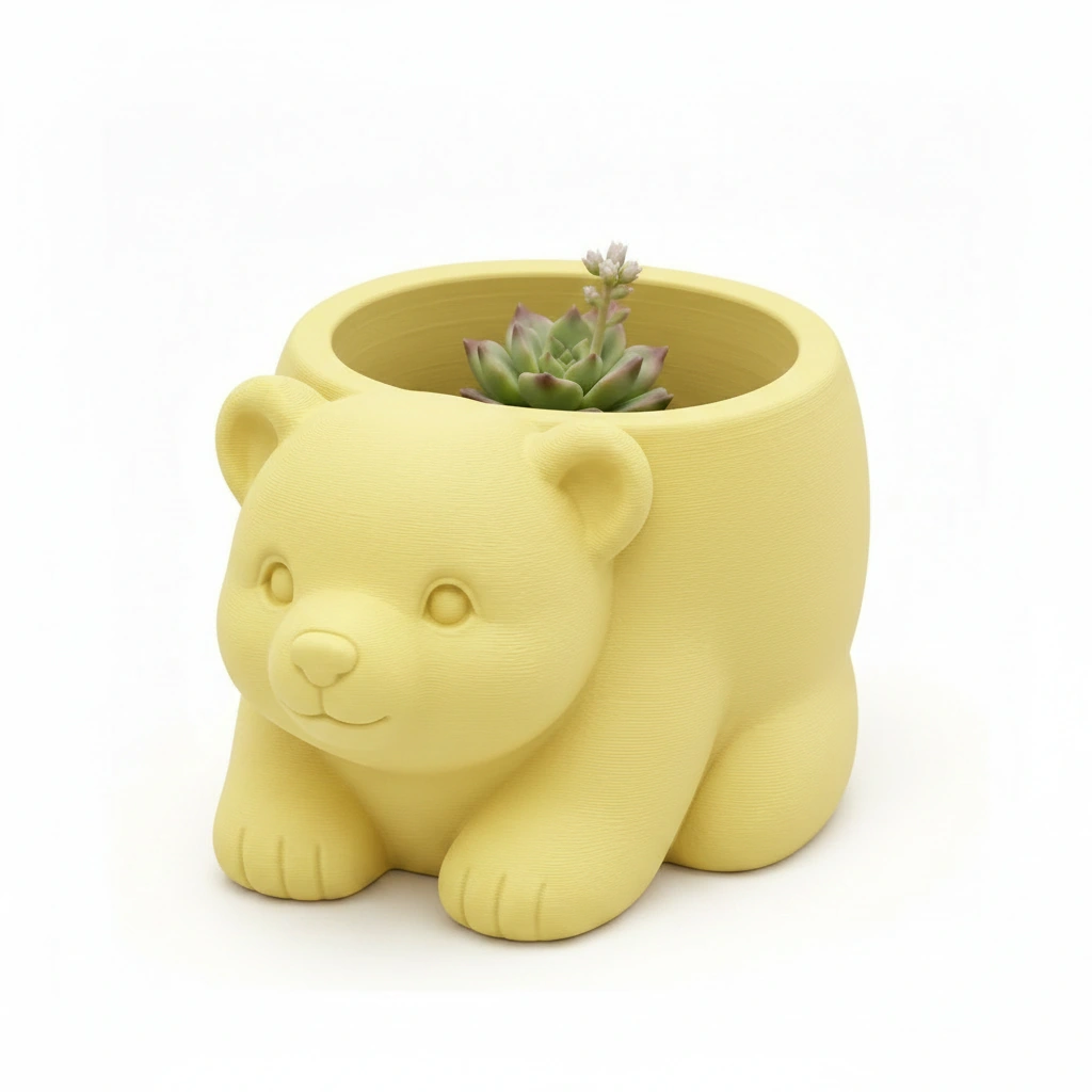 Ghiveci Decorativ Imprimat 3D în Formă de Pui de Urs - Suport Plante Original - culoare Galben, imprimare 3D Vibecraft