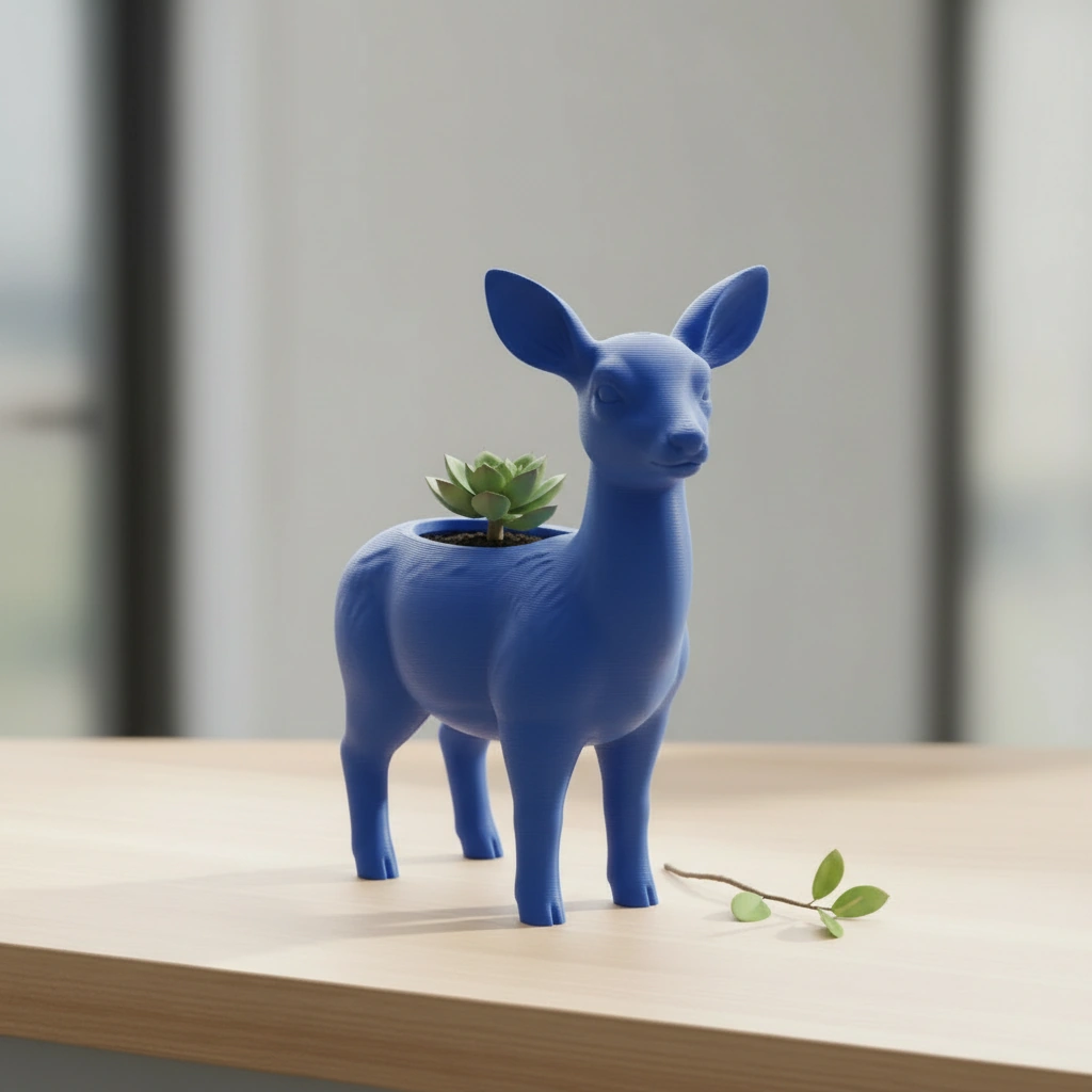 Ghiveci decorativ Caprioara pentru plante mici, imprimat 3D - culoare Albastru, imprimare 3D Vibecraft
