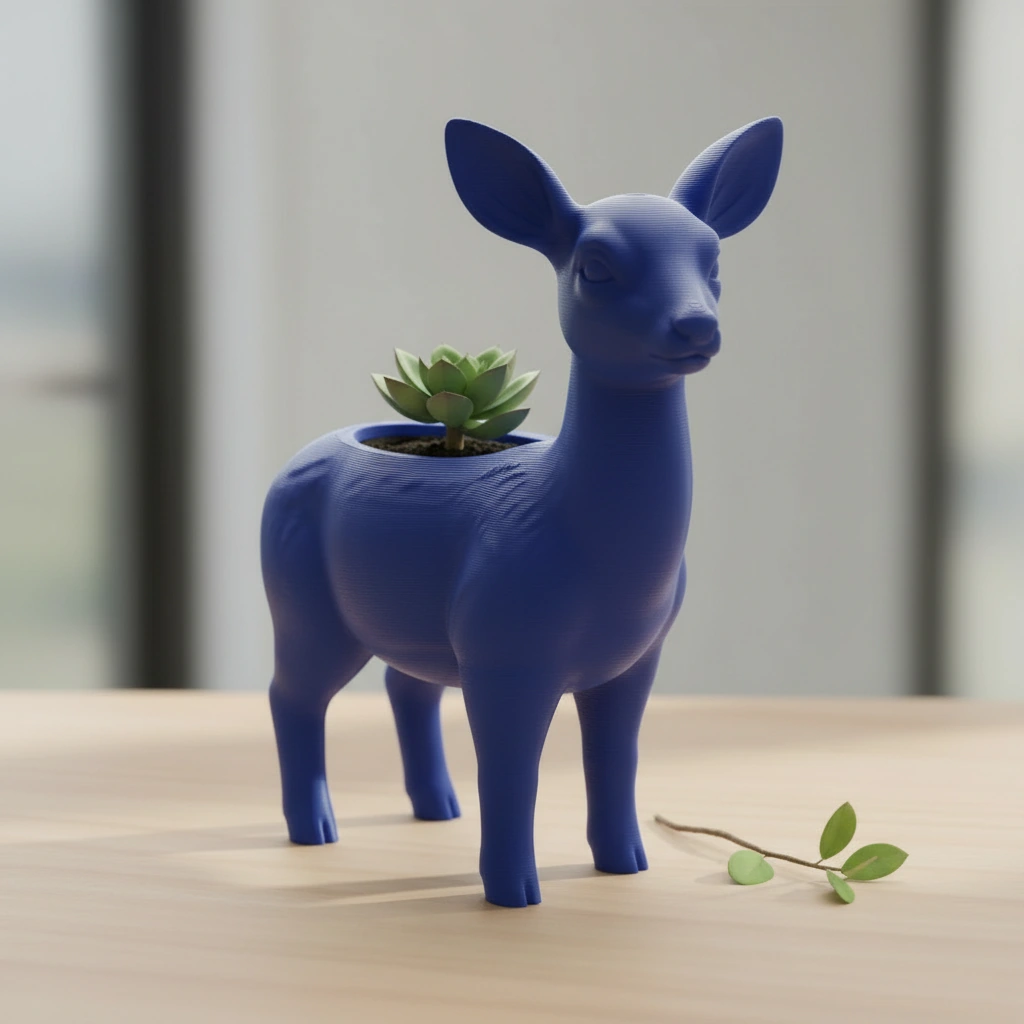 Ghiveci decorativ Caprioara pentru plante mici, imprimat 3D - culoare Albastru, imprimare 3D Vibecraft