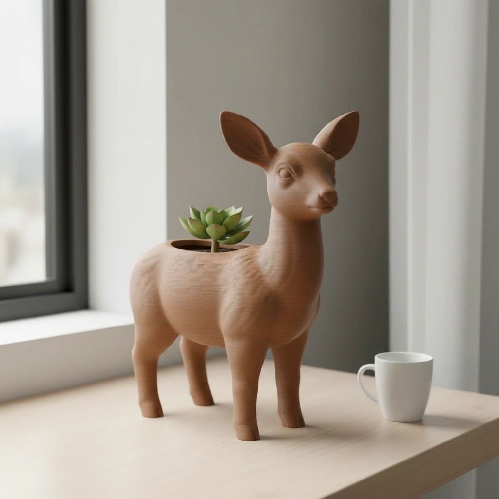 Ghiveci decorativ Caprioara pentru plante mici, imprimat 3D - culoare Maro, imprimare 3D Vibecraft