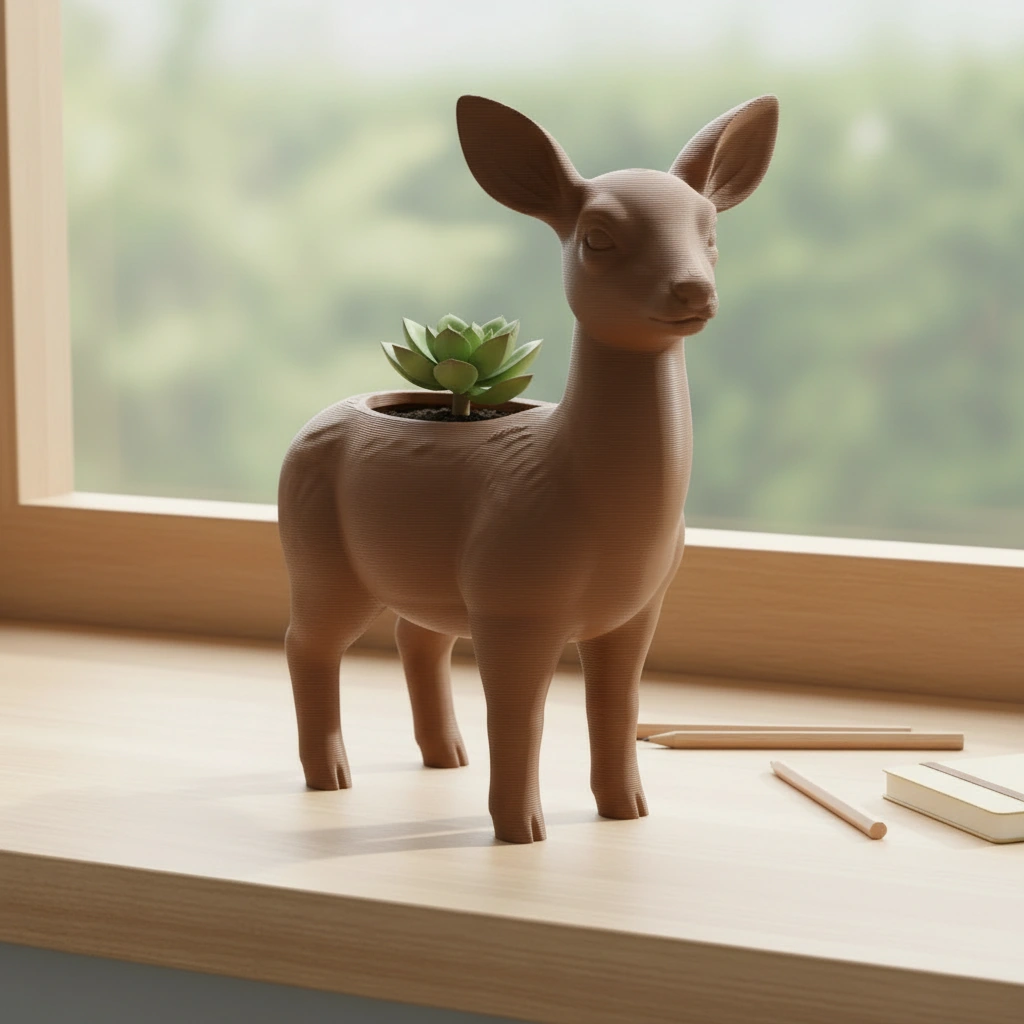 Ghiveci decorativ Caprioara pentru plante mici, imprimat 3D - culoare Maro, imprimare 3D Vibecraft