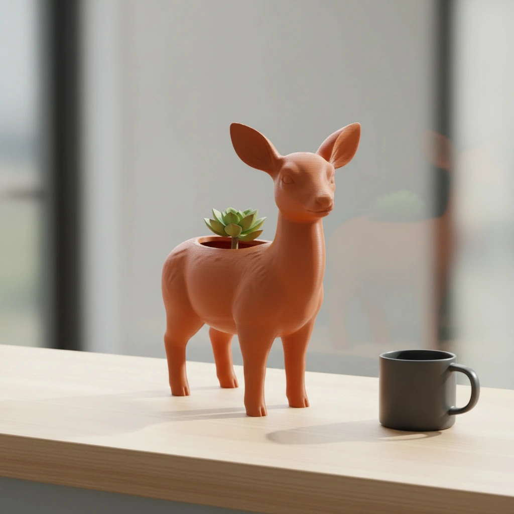 Ghiveci decorativ Caprioara pentru plante mici, imprimat 3D - Orange compozit mat, imprimare 3D Vibecraft