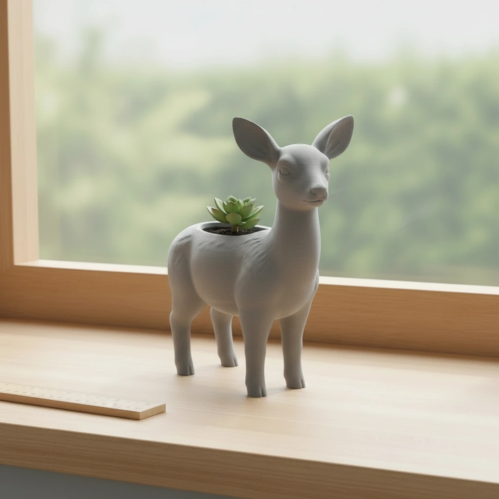 Ghiveci decorativ Caprioara pentru plante mici, imprimat 3D - culoare Gri, imprimare 3D Vibecraft