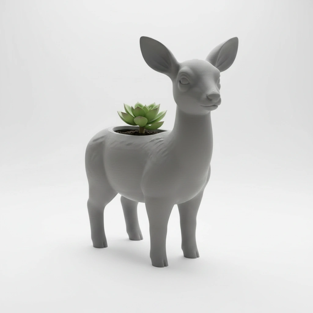 Ghiveci decorativ Caprioara pentru plante mici, imprimat 3D - culoare Gri, imprimare 3D Vibecraft