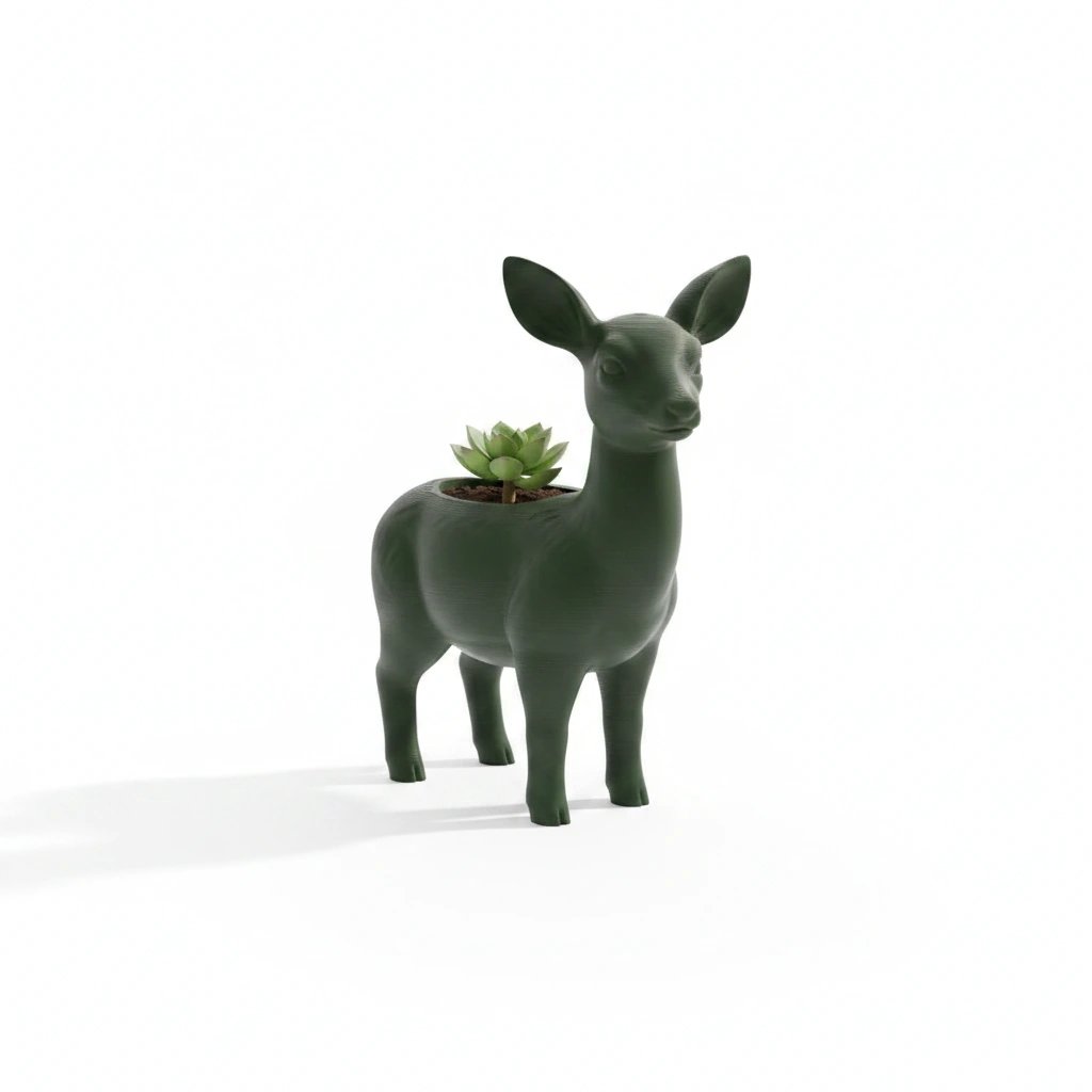 Ghiveci decorativ Caprioara pentru plante mici, imprimat 3D - culoare Verde, imprimare 3D Vibecraft