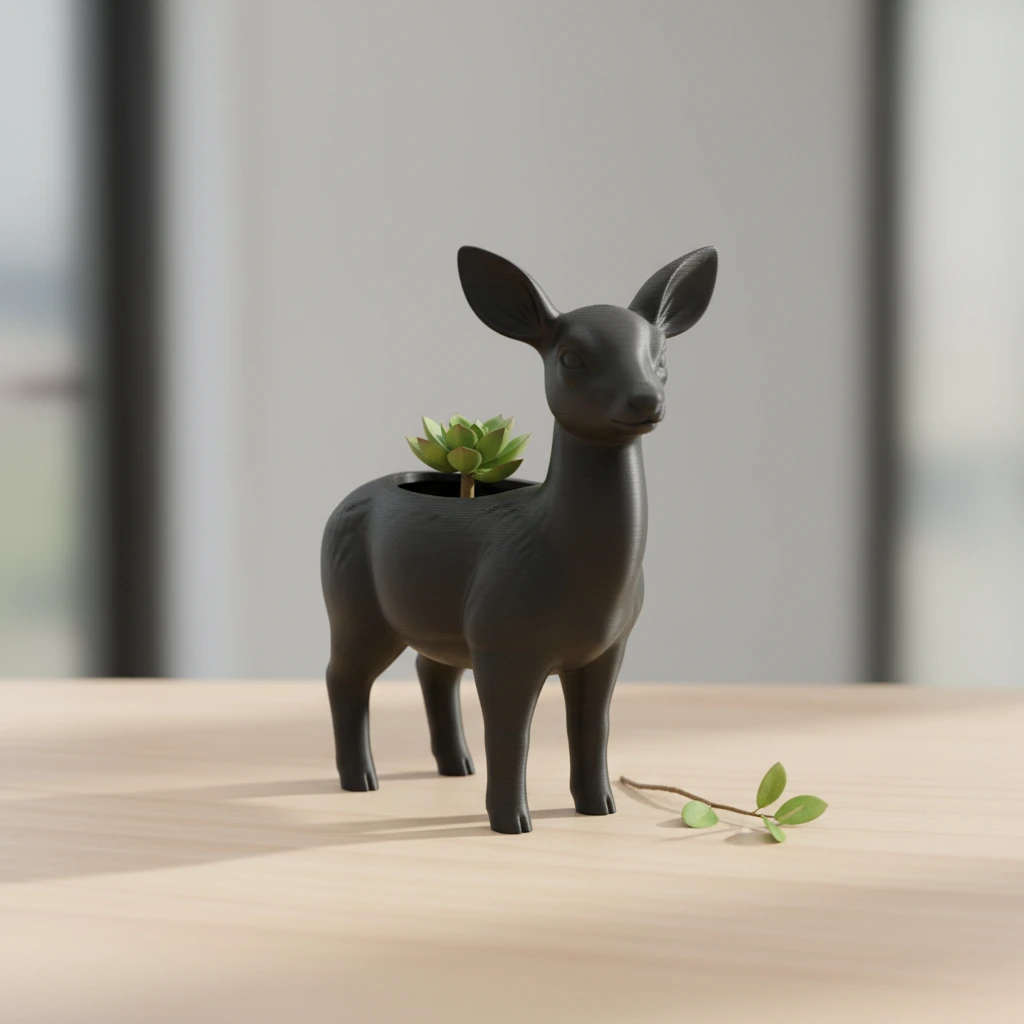 Ghiveci decorativ Caprioara pentru plante mici, imprimat 3D - variante de culoare, produs imprimat 3D Vibecraft