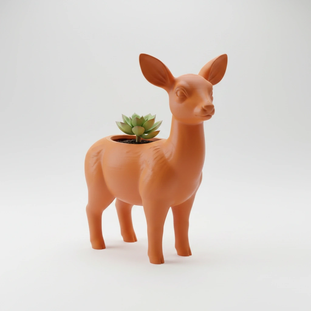 Ghiveci decorativ Caprioara pentru plante mici, imprimat 3D - culoare Portocaliu, imprimare 3D Vibecraft