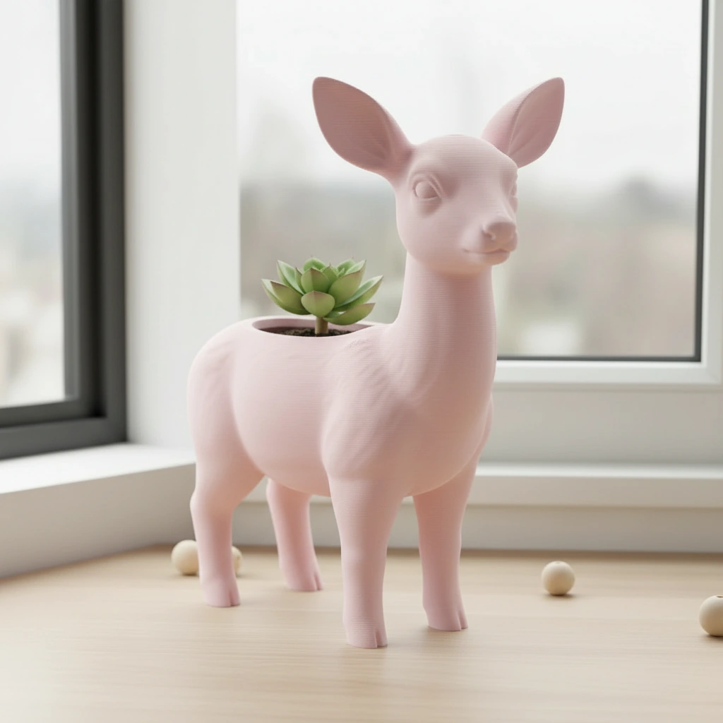 Ghiveci decorativ Caprioara pentru plante mici, imprimat 3D - culoare Roz, imprimare 3D Vibecraft