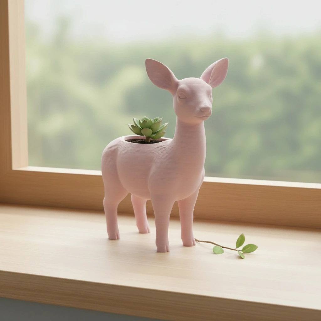 Ghiveci decorativ Caprioara pentru plante mici, imprimat 3D - culoare Roz, imprimare 3D Vibecraft