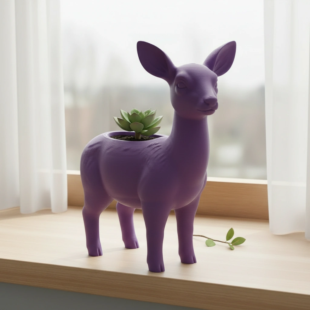 Ghiveci decorativ Caprioara pentru plante mici, imprimat 3D - culoare Mov, imprimare 3D Vibecraft
