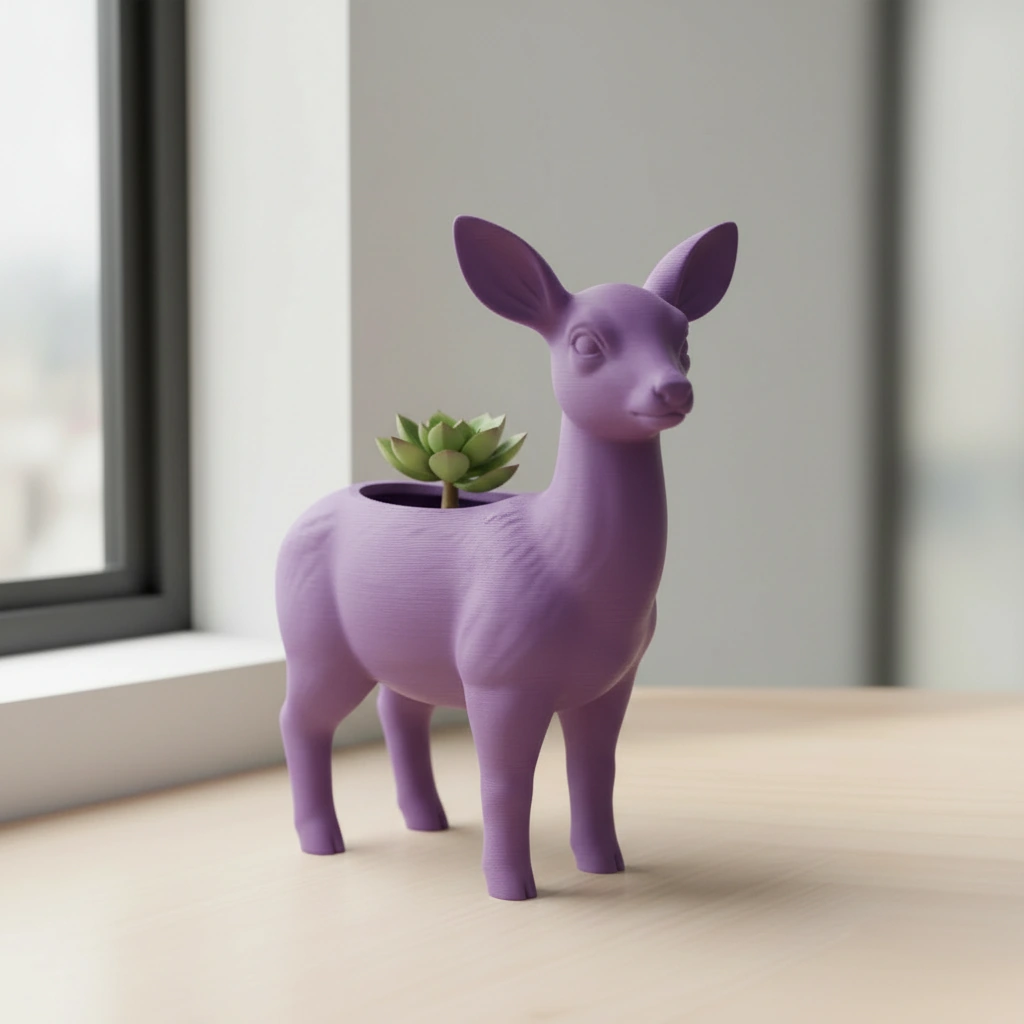 Ghiveci decorativ Caprioara pentru plante mici, imprimat 3D - culoare Mov, imprimare 3D Vibecraft