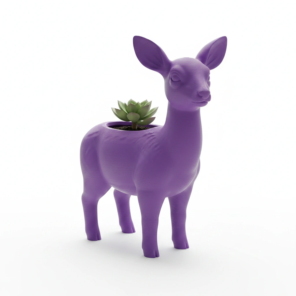 Ghiveci decorativ Caprioara pentru plante mici, imprimat 3D - culoare Mov, imprimare 3D Vibecraft
